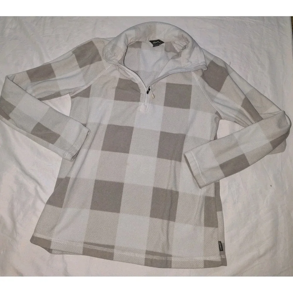 Eddie Bauer Women's Small White Long Sleeve Quarter Zip Fleece Jacket